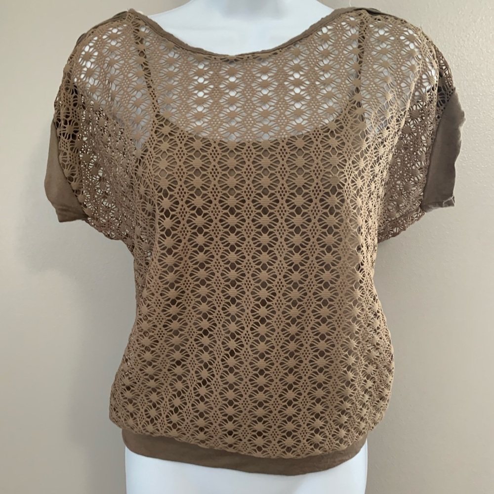 Fashion Magazine Brown Lace Women's Top
